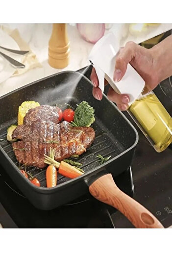AKCAKESE Sprey Yağdanlık Çok Amaçlı Cam Şişe Yağ Püskürtücü 225 ml Airfryer Kızartma Izgara Salata İçin