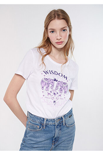Mavi Wisdom Printed White T-shirt Regular Fit / Normal Cut 1611300-620