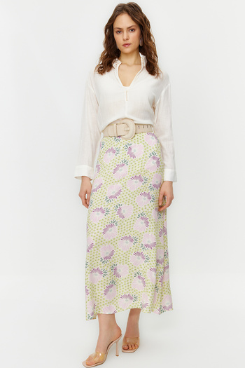 Trendyol Modest Bell Woven Skirt Powder Floral Pattern - TCTSS22EE0006