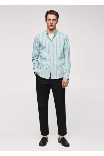 MANGO Man Ριγέ Βαμβακερό Slim Fit πουκάμισο