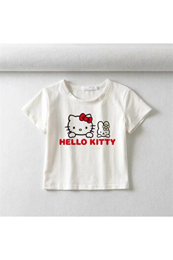Touz Білий кроп-топ з принтом Hello Kitty