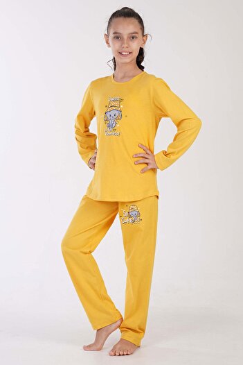 VİENETTA Girl's Long Sleeve Yellow Pajamas Set C3T0N7O122