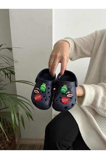 Behtah Kundura Girls Boys Kids 6 Pieces Cross Jibbitz Ornate Gift Closed Front Garden Pool Daily Sandals Slippers