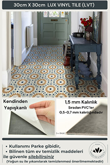 Technojet Self Adhesive Modern Design Kitchen Bathroom Floor Wall Covering 30cm×30cm(Pack of 4)