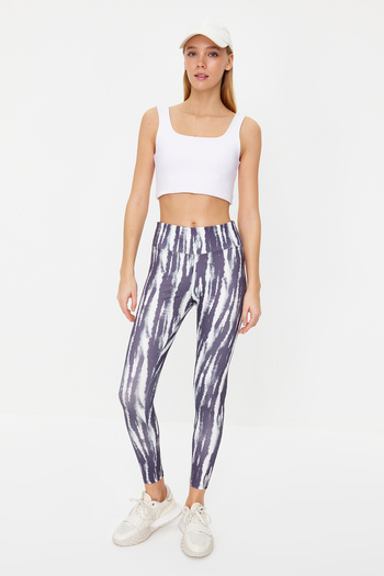 Trendyol Collection Light Anthracite Recovery Patterned Full Length Knitted Sports Leggings TWOSS20TA0089