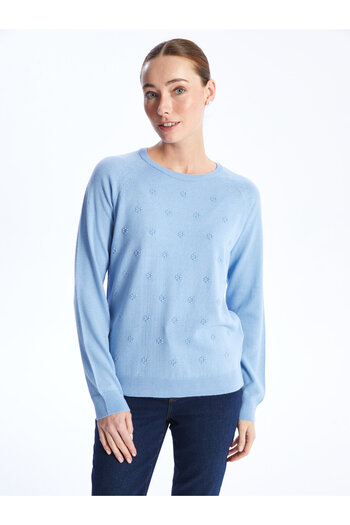 LC Waikiki Long Sleeve Crew Neck Patterned Women's Knitwear Sweater