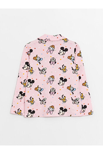 LC Waikiki Gömlek Yaka Minnie Mouse Baskılı Uzun Kollu Kız Çocuk Pijama Takımı