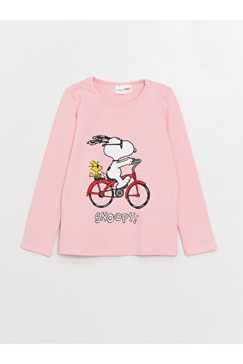 LC Waikiki Bisiklet Yaka Snoopy Baskılı Uzun Kollu Kız Çocuk Pijama Takımı