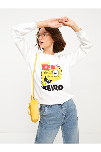 LC Waikiki Langärmliges Damen-Sweatshirt mit Fahrradkragen und Sponge Bob-Print