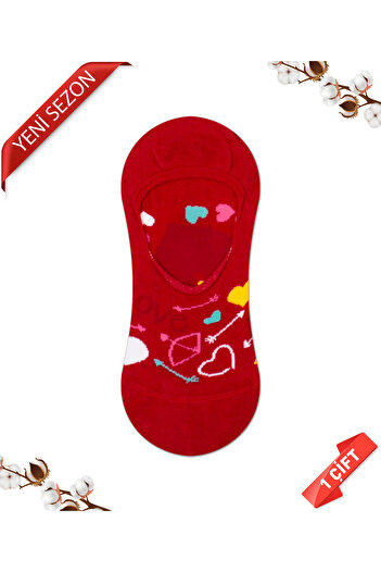 DAYCO Heart and Love Themed Colorful Patterned Cotton Ballerina Socks (Invisible Socks) -735-KALP-BBT-35-38