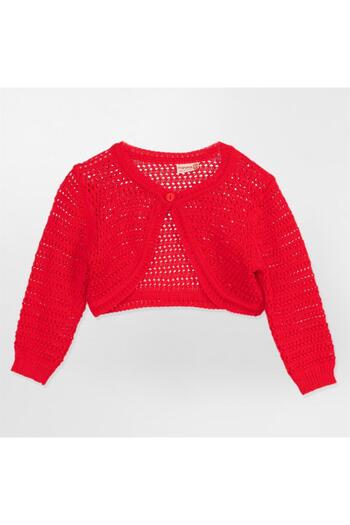 Minora Knitwear Openwork Bolero Red