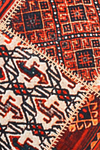 Dijidekor K1300 Patchwork Fringeless Digital Round Carpet Non-Slip Washable Carpet 200X200