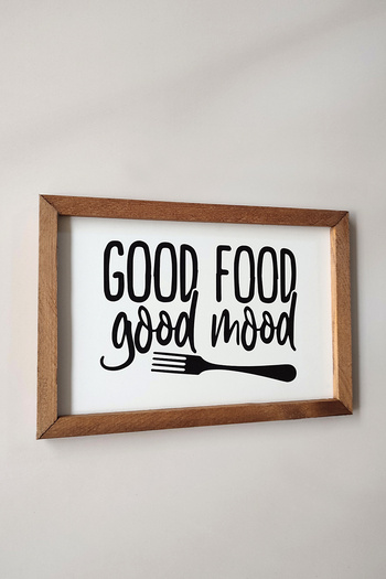 Tooall „Good Food Good Mood” Tablou din lemn pentru bucătărie, „Good Food Good Mood”