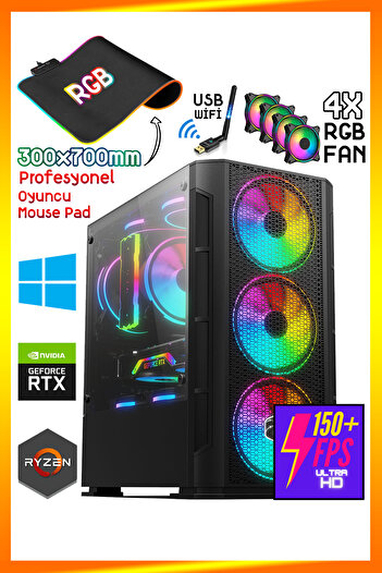 Zeiron Prime X5 Ryzen 5 5500 16GB 3200MHz Ram 512GB NVMe M.2 SSD RTX3050 8GB GDDR6 Oyuncu Bilgisayarı