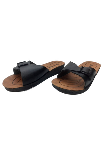GEZER Women's Black Buckle Ultra Light Walking Slippers