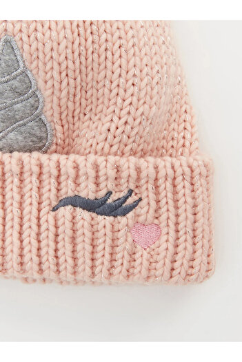 LC Waikiki LCW ACCESSORIES Nakışlı Kız Çocuk Triko Bere