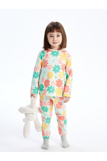 LC Waikiki Crew Neck Printed Baby Girl Pajama Set