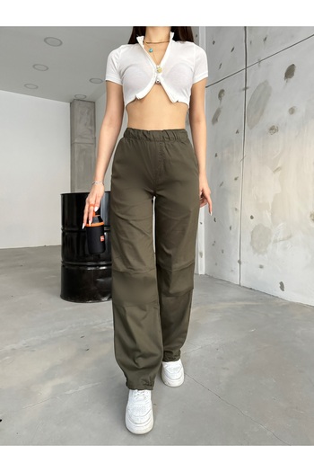 BİKELİFE Women's Khaki Stoppered Parachute Trousers