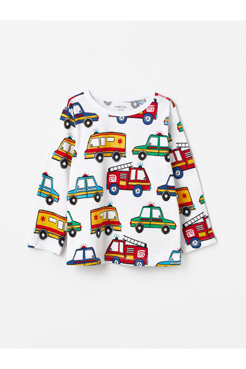 LC Waikiki Baby Boy - Crew Neck and Long Sleeve Patterned Pajama Set