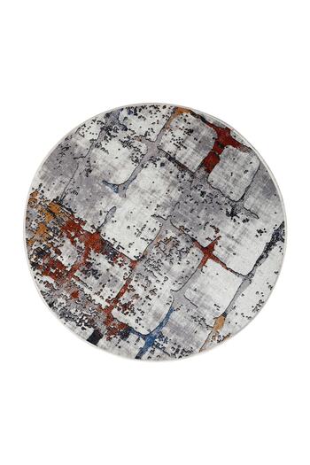 Dijidekor Multi Fringeless Digital Round Non-Slip Washable Bathroom Rug 170X170