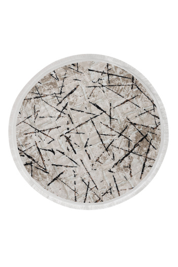 Dijidekor Tile Round Carpet Mink Bath Rug Fringed 190X190