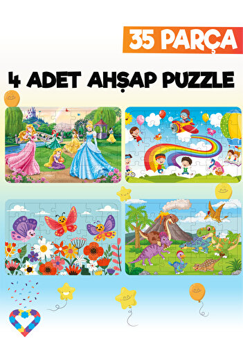 esatoys 35 Parçalı Montessori Ahşap Puzzle – 5-6 Yaş Eğitici Oyuncak