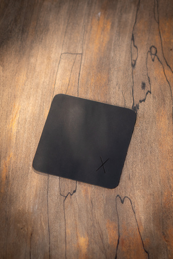 minimal X design minimal X Coasters 6 pcs - real leather - Black Crazy - minimalist design