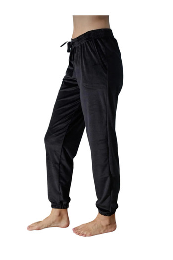 Mihra Women's Velvet Pocketed Elastic Leg Single Bottom Pajamas