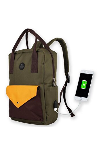 My Valice Smart Bag Post Usb Şarj Girişli Laptop Bölmeli Notebook Sırt Çantası Haki