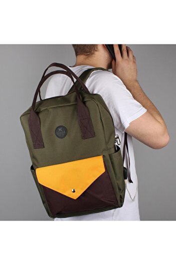 My Valice Smart Bag Post Usb Şarj Girişli Laptop Bölmeli Notebook Sırt Çantası Haki
