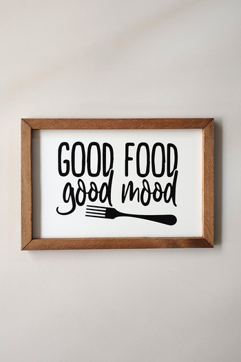 Tooall „Good Food Good Mood” Tablou din lemn pentru bucătărie, „Good Food Good Mood”