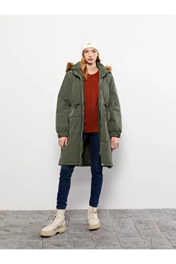 LC Waikiki Women's Plain Hooded Parka