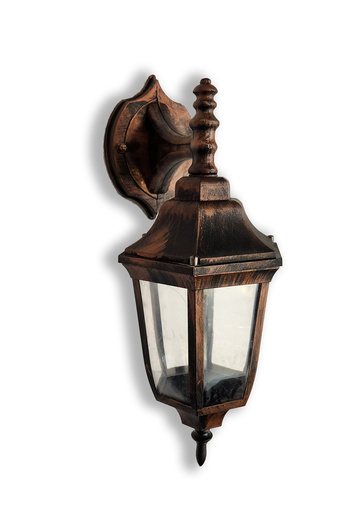 LED PROJEM Akviva Ters Altıgen Fener Bakır Patina Duvar Aplik Bahçe Aydınlatma