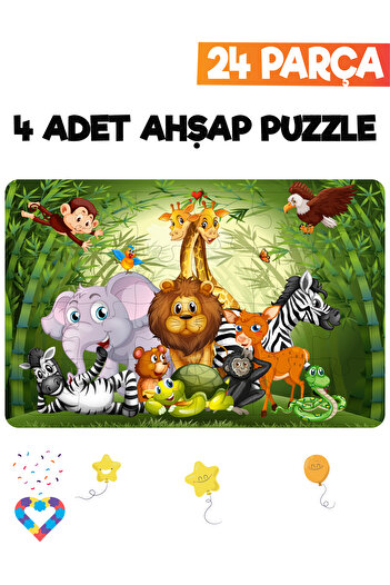 esatoys 24 Parçalı Montessori Ahşap Puzzle – 4-5 Yaş Eğitici Oyuncak