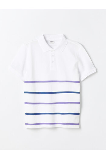 LC Waikiki Chlapecké tričko Polo s krátkým rukávem a pruhovaným rukávem
