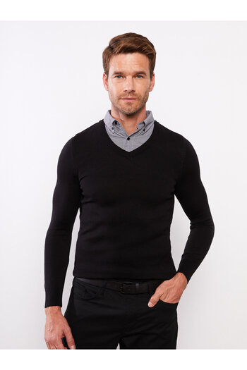LC Waikiki Shirt Collar Long Sleeve Men's Knitwear Sweater