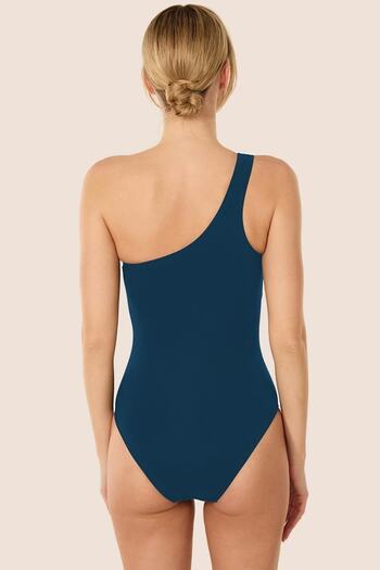 AYYILDIZ Ayyıldız 3018 Petrol Green One Shoulder Swimsuit