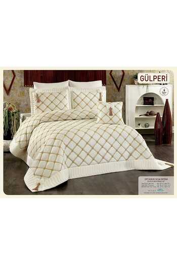 BALADI HOME Dowry Bedspread (Set 4 Pieces) Velvet Quilted High Quality embroidered