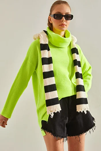 Bianco Lucci Pulover oversize tricotat tricotat otoman cu gât rotic pentru femei