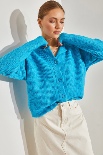 Bianco Lucci Women's Five-Button Knitwear Cardigan