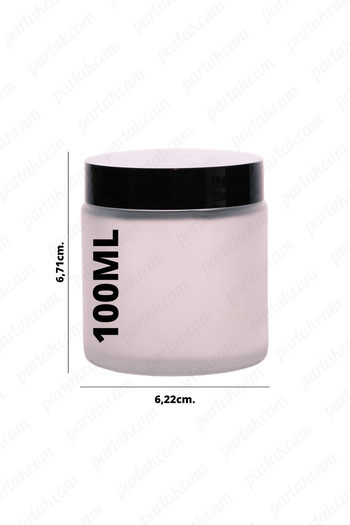 parlakcam 100ml Frosted Color Cream Glass Jar with 15 Black Protection Lids