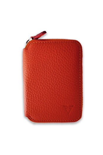 Naturel Tılsım Mini Zippered Wallet Genuine Leather / Red / Matte Arsel