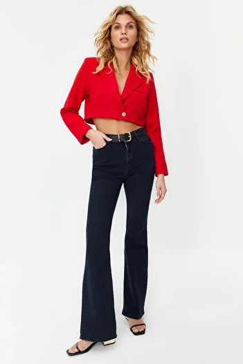 Trendyol Collection Red Crop szőtt bélelt kabát TWOAW22CE0086