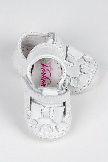 Sare Çocuk Giyim White Baby Girl Orthopedic Genuine Leather İlkadım Shoes