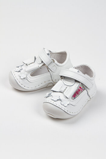 Sare Çocuk Giyim White Baby Girl Orthopedic Genuine Leather İlkadım Shoes