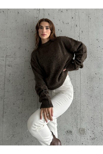 Laluvia Brown Brand Model Soft Knitwear Sweater