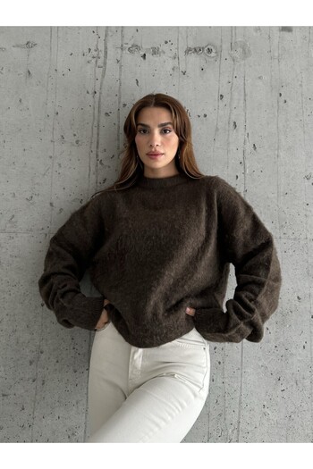 Laluvia Brown Brand Model Soft Knitwear Sweater