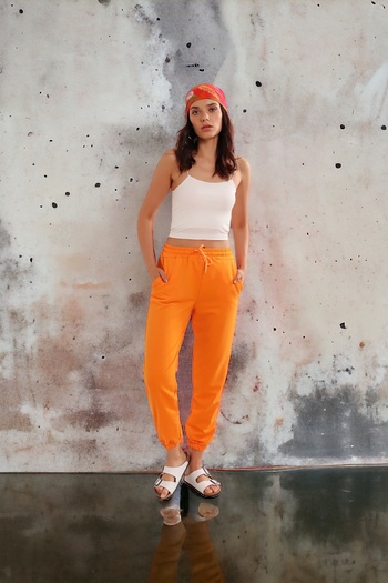 HAKKE Women's Orange Pocket Sweatpants