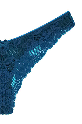 HNX Petrol Lace High Waist Brazilian Women's Thong Panties