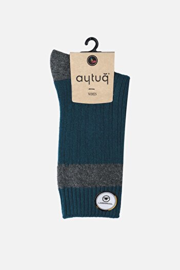 Aytuğ Kadın Lambswool (KOYUN YÜNÜ) Tekli Petrol Soket Çorap A 45020 P